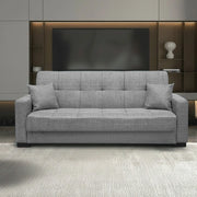 Divano 3 posti funzione letto contenitore NewMalpensa in tessuto grigio 225x88x94h
