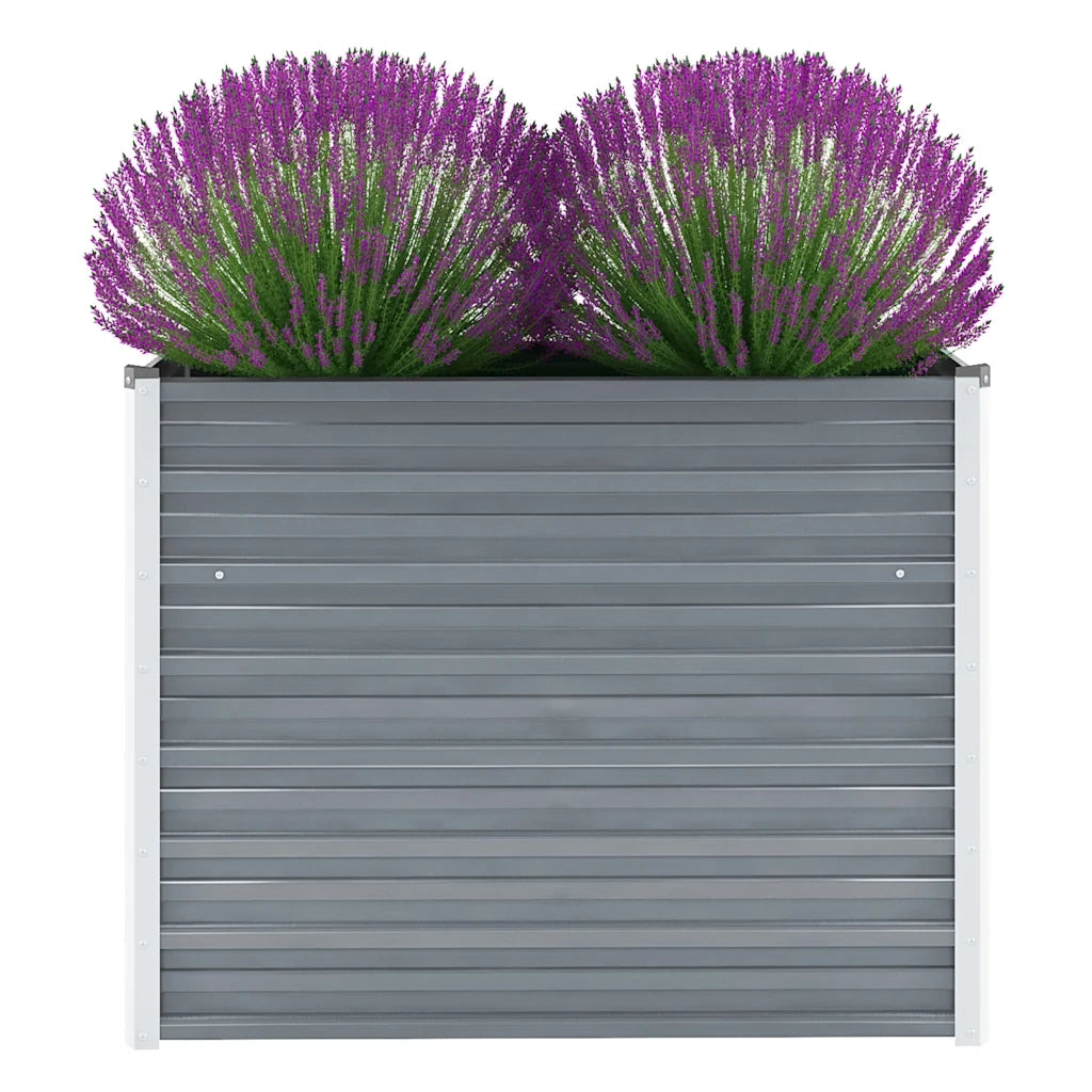 Fioriere | Cassetta per fiori | Letto Rialzato Giardino in Acciaio Zincato 100x40x77 cm Grigio