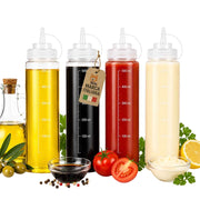 Akitaink Set 4 Bottiglie Squeeze per Salse 500 ml Dosatrici