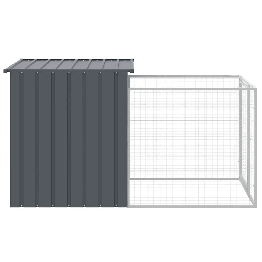 Casetta Cani con Corsa Antracite 110x201x110 cm Acciaio Zincato 172357