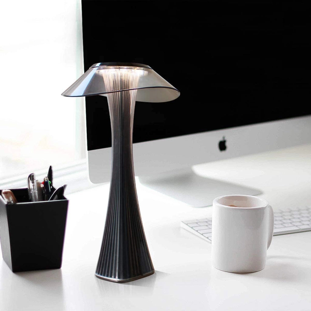 ZMH Lampada da Tavolo LED Ricaricabile USB Grigia Dimmabile 3 Luci Moderna per Comodino