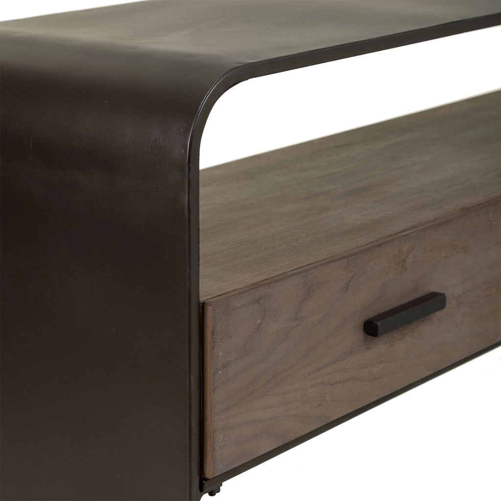 Mobile da ingresso in legno e metallo nero 122x37x82