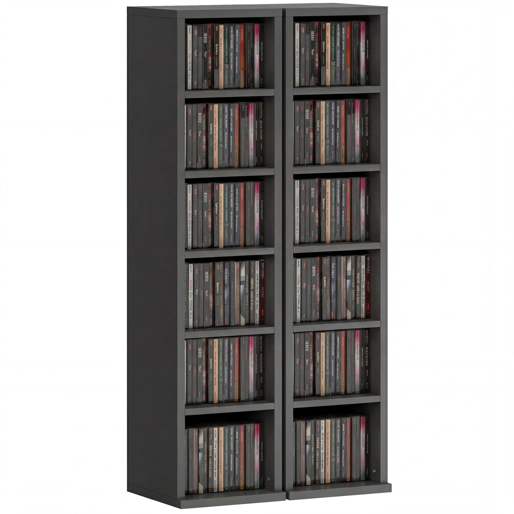 Libreria Colonna 2 Pezzi ¨C Xylo ¨C Nero 12 Scomparti 21x22,5x88,5cm