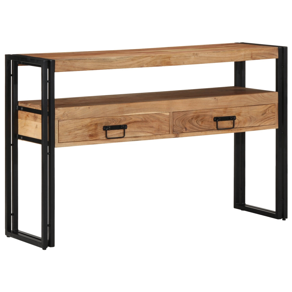 Tavolini  Neri 120x33x75 cm in Legno Massello di Acacia e Metallo