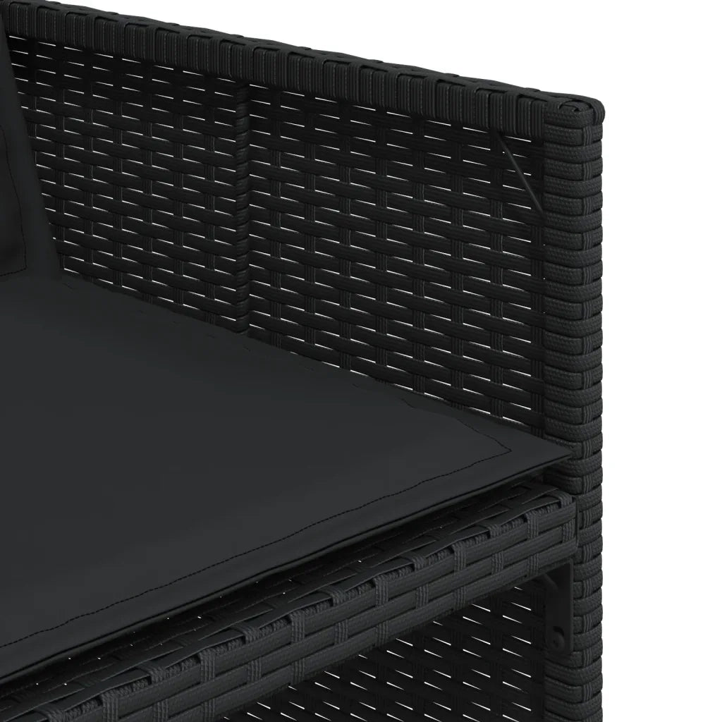 Set da Pranzo da Giardino 9 pz con Cuscini Nero in Polyrattan 3277686