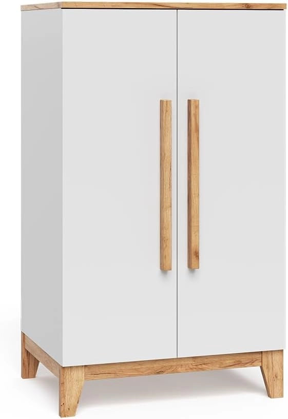 Armadio per bambini Malia, Bianco/Artisan, 70 x 120 cm, per la conservazione di abbigliamento per bambini e combinabile