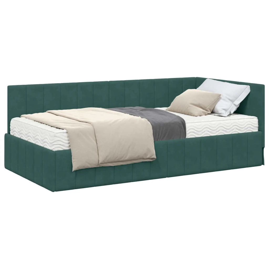 Struttura Letto Angolare con Materasso 2 pcs Verde Velluto 3393870