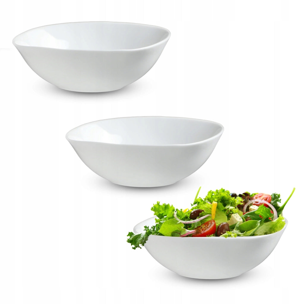 Set di 3 ciotole in vetro KADAX da 16 cm per insalata, zuppe e snack, colore bianco.