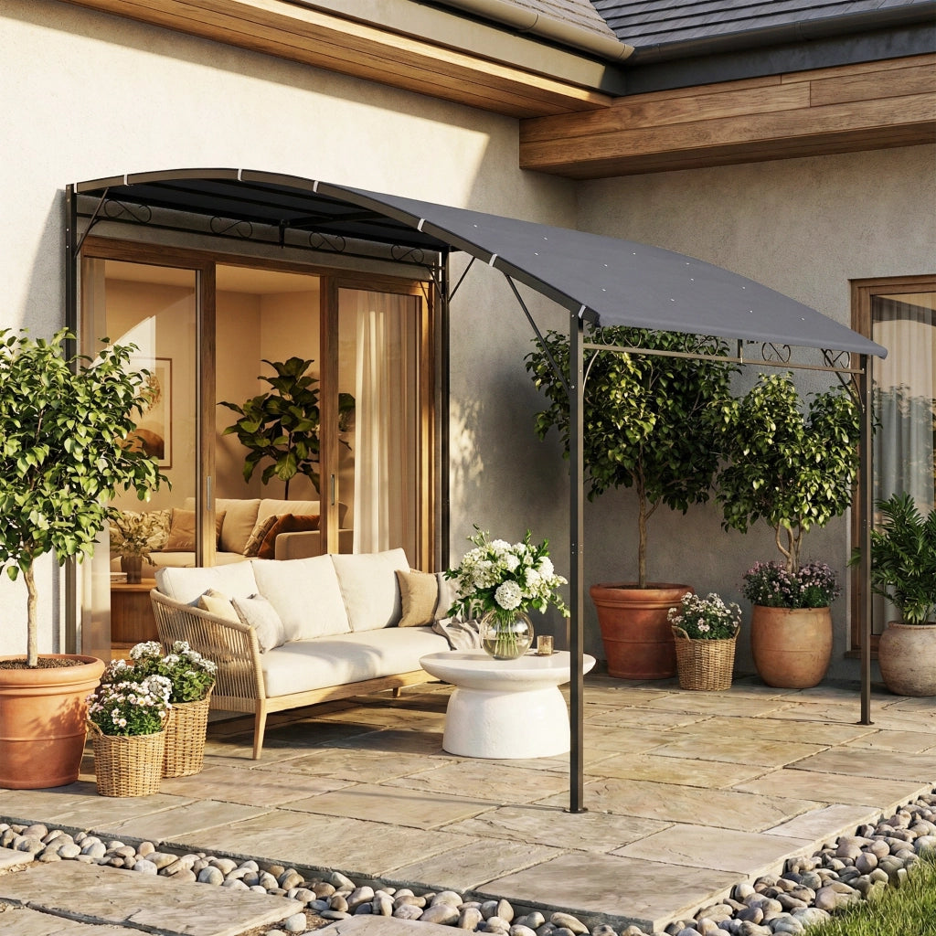 Gazebo Pergola per Giardino in Metallo e Poliestere ¨C zephmum ¨C Grigio 380x280 cm