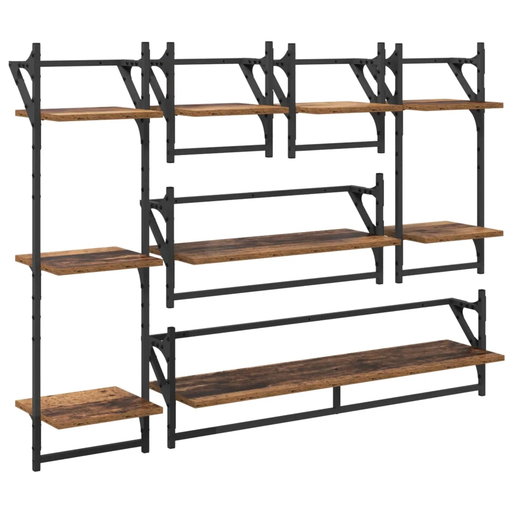 Set mensole da parete 6 pcs Legno vecchio 100 x 25 x 30 cm 882838