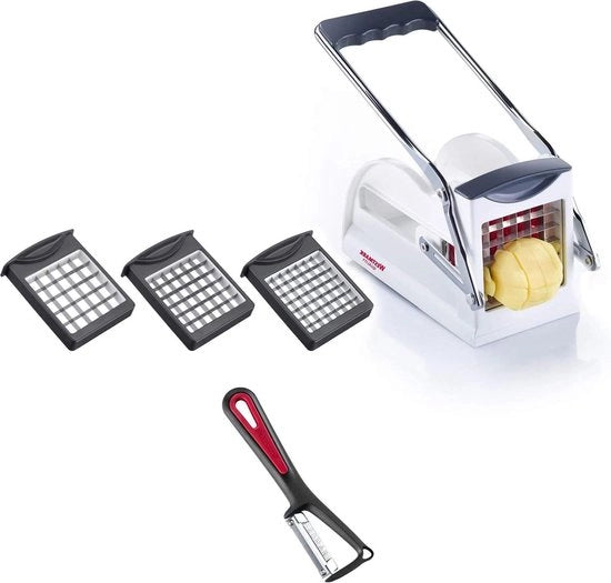 Set di taglierini per patatine Easy Stix con pelatrice per patatine e 3 lame - Acciaio inox e plastica 118022E6 Taglierino per patatine