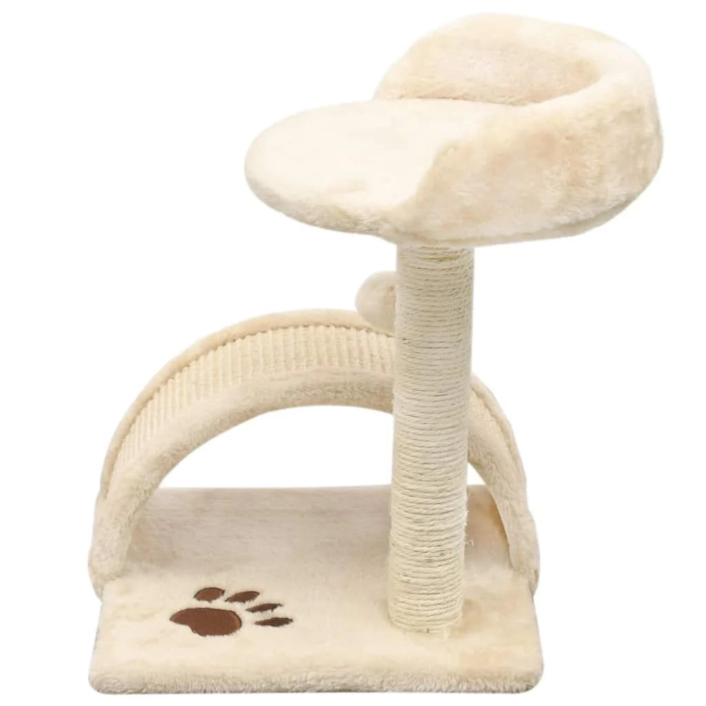 Tiragraffi albero per gatti cuccia per gatti peluche in sisal 40 cm beige e marrone 3702255