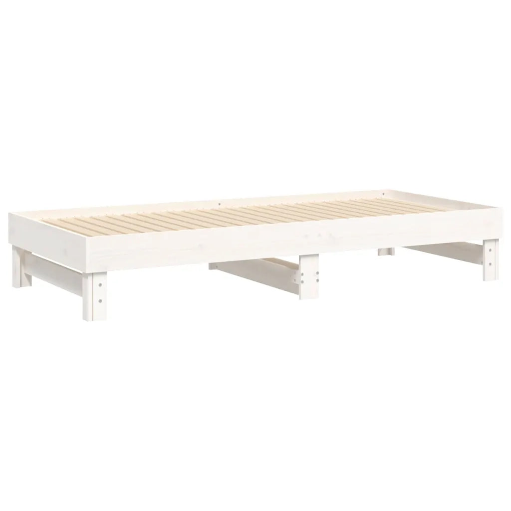 Letto da camera | Dormeuse Estraibile Bianca 2x(100x200)cm Legno Massello di Pino