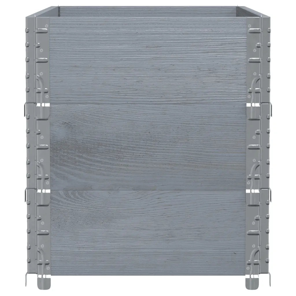 Paretali per Pallet 3pz Grigi 100x50cm Legno Massello di Pino