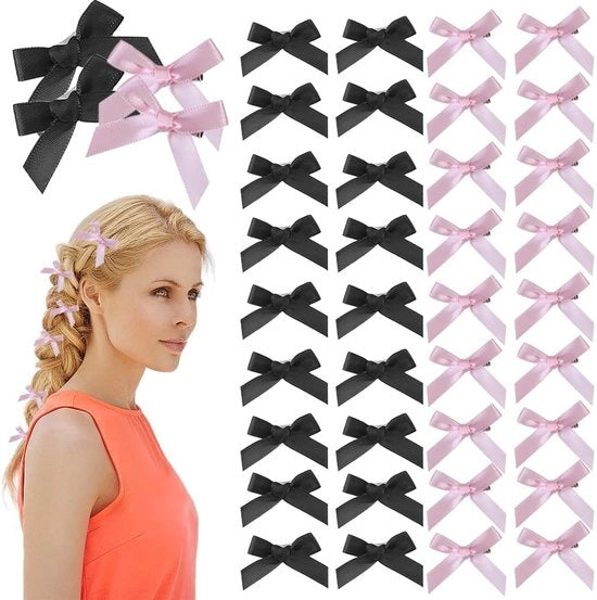 Clips per capelli 40 pezzi - Clips per capelli mini - Spille per capelli - Rosso/Nero - Materiale di alta qualità poliestere - Duraturo e comodo - Ferretti per capelli