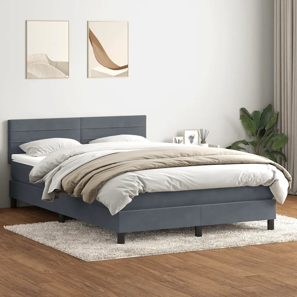 vidaXL Giroletto a Molle con Materasso Grigio Scuro 160x210 cm Velluto