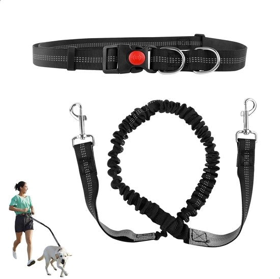 Cinturone per cani - senza manubrio Hands Free - Cinturone di allenamento per cani - Cinturone elastico per corsa - Cinturone per cani riflettente - Adatto per cani grandi e piccoli - 1,8 m