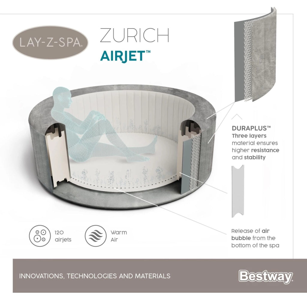 Bestway Lay-Z-Spa 60065 vasca idromassaggio e spa 669 L 4 persona(e) Rotondo Grigio