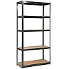 Scaffali per Carichi, Scaffalature a 5 Ripiani, in Metallo e MDF Scaffale, per Garage, Magazzino, Ripostiglio, Portante 875 kg, 90 x 40 x 180 cm (Nero)
