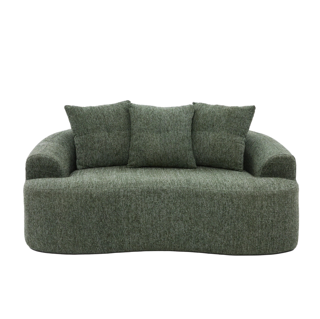 Divano 2 posti 164x92x60 cm verde in chenille; seduta extra profonda