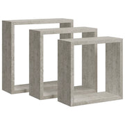 3 pz Mensole a Cubo da Parete | Mensola sospesa Grigio Cemento
