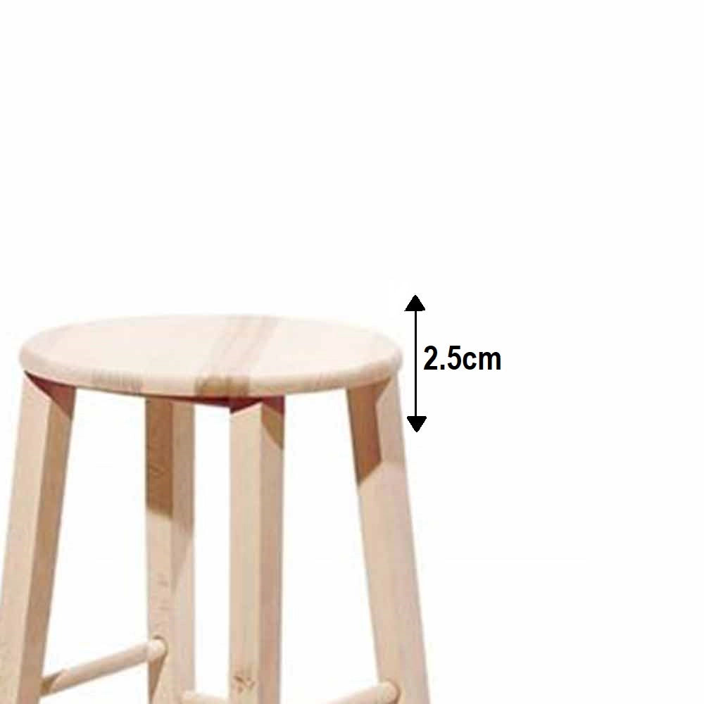 Sgabello grezzo da verniciare alto 67 cm con seduta rotonda e gambe a sciabola