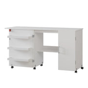 Vicco Tavolo da cucito Bianco 148 x 75 cm con 3 ripiani e armadio