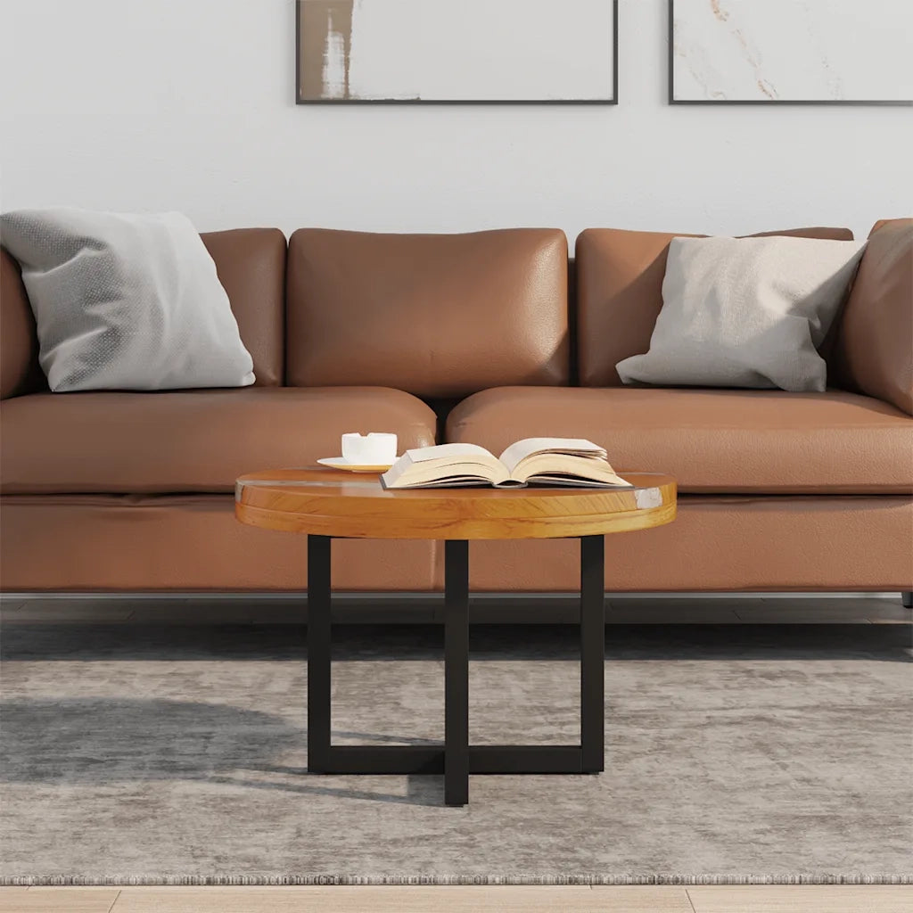 Tavolino da CaffÃ¨ in Legno di Teak Solido e Resina 60 cm