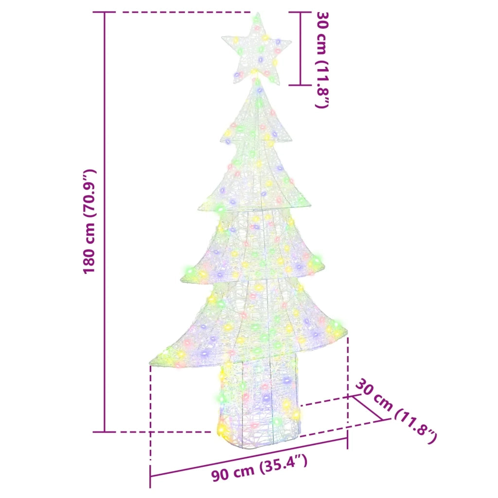Albero di Natale con 240 LED Multicolore 180 cm Acrilico