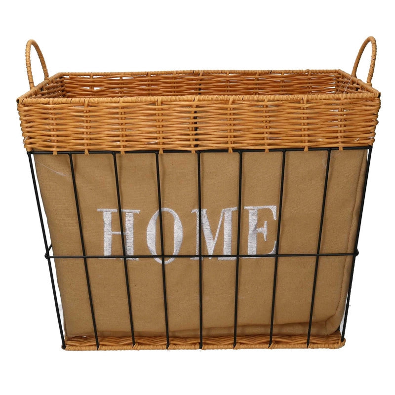 Cestone Metallo Con Fodera Naturale Rettangolare Cm 45x33h52