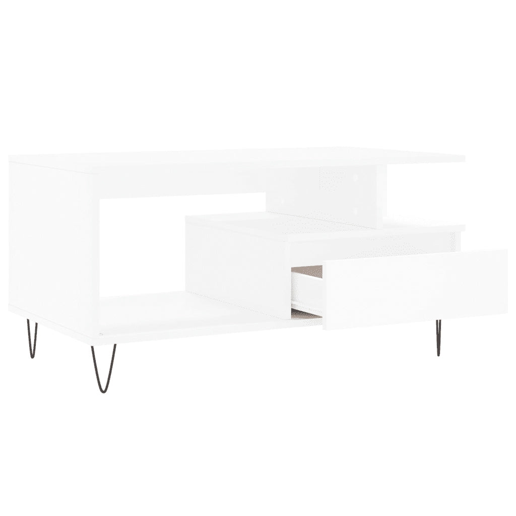 Tavolino da salotto | Tavolino da caff¨¨ | Tavolino da Soggiorno Bianco 90x49x45 cm in Legno Multistrato