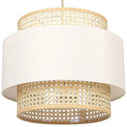 Lampada a sospensione beige rattan naturale paralume in poliestere boho illuminazione lampadario
