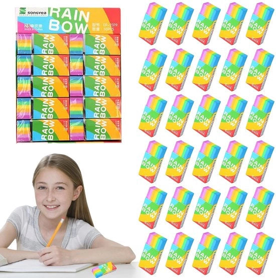 Mini-gummetti 30 pezzi - Mini-gummetti 2B - Rubbers di alta qualità - Sottili e lisci - Per matite e matite colorate - Ideali per le esigenze di disegno - Mini-gummetto