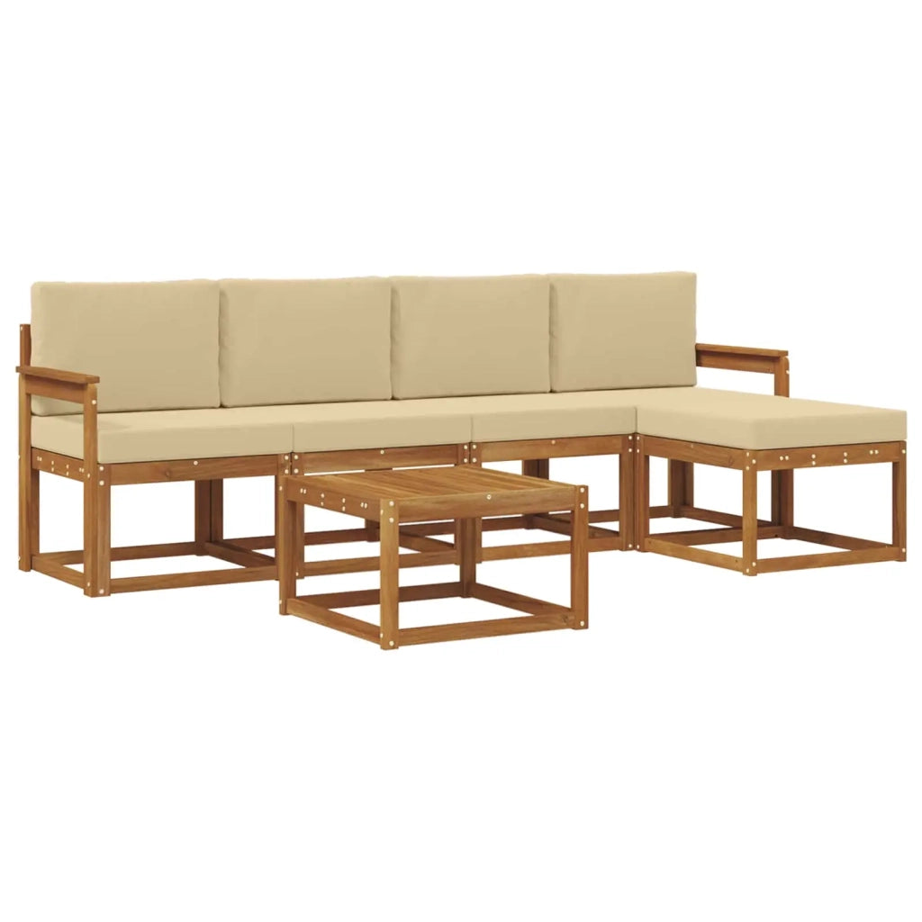 Set di divani da esterno con cuscino 6 pcs Naturale e Beige