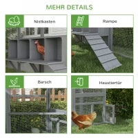 Pollaio recinto per galline, accessibile, resistente alle intemperie, 280 x 185,5 x 188 cm, Grigio