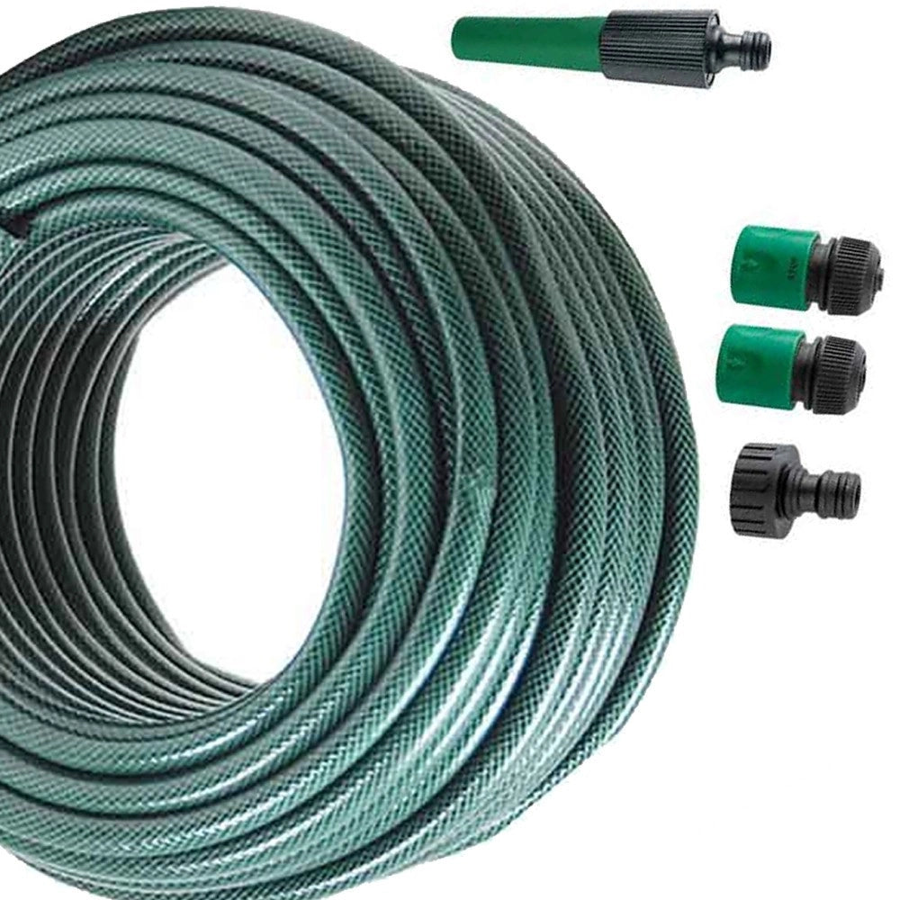Trade Shop - Tubo Per Irrigazione Da Giardino Lungo 15 Metri Con 4 Accessori Da 1/2" Verde -