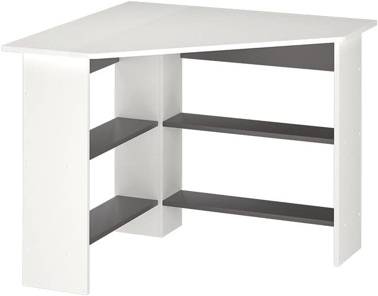 Scrivania angolare Arion, Bianco, 90 x 90 cm, per un utilizzo efficiente dello spazio con vani aperti