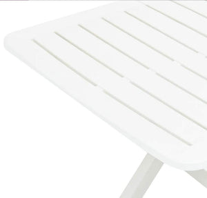 Tavolo Plastica Pieghevole 79x72cm Effetto Legno da Interno E da Giardino colore bianco Tomaino 
