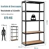 Scaffali per Carichi, Scaffalature a 5 Ripiani, in Metallo e MDF Scaffale, per Garage, Magazzino, Ripostiglio, Portante 875 kg, 90 x 40 x 180 cm (Nero)