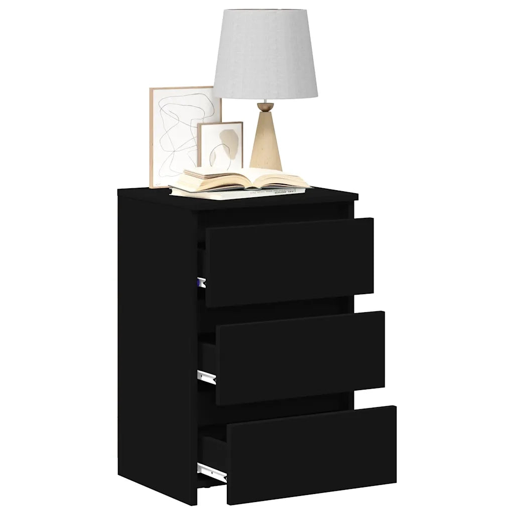 Comodini 2 pz Neri 40x35x62,5 cm in Legno Multistrato 806214