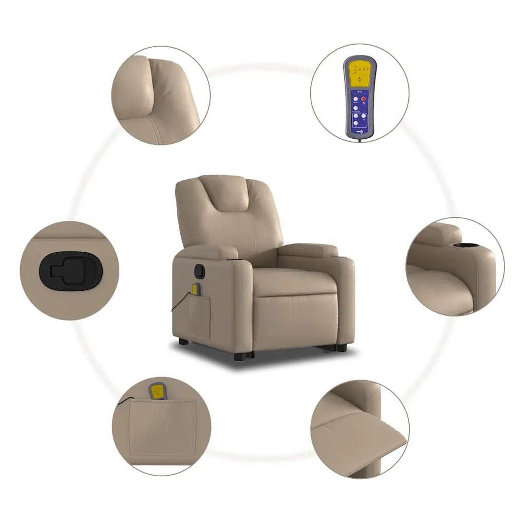 Poltrona Alzapersone Massaggi Reclinabile Cappuccino Similpelle 3204443