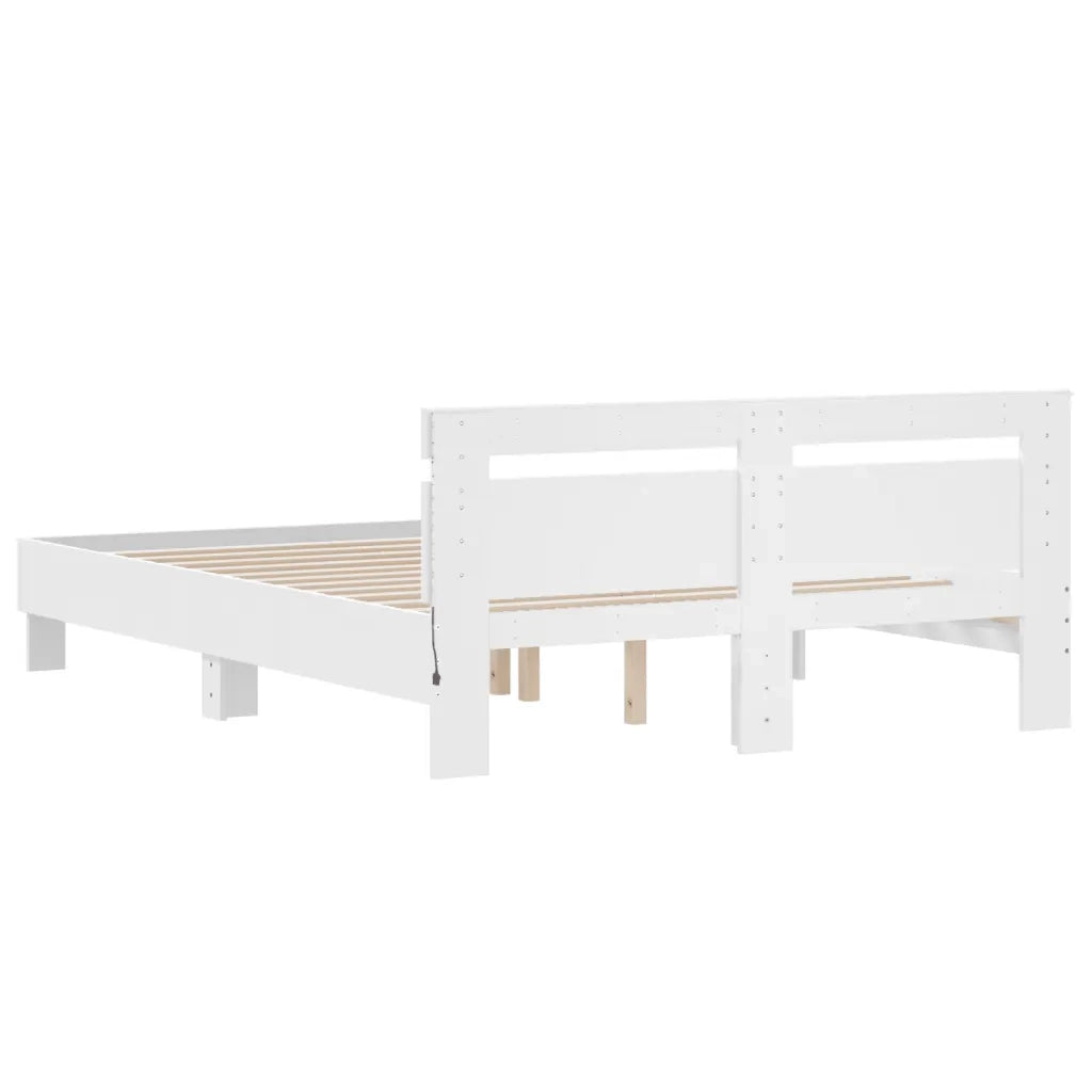 Giroletto con Testiera e LED-Struttura Letto con testiera Bianco 150x200 cm 791647