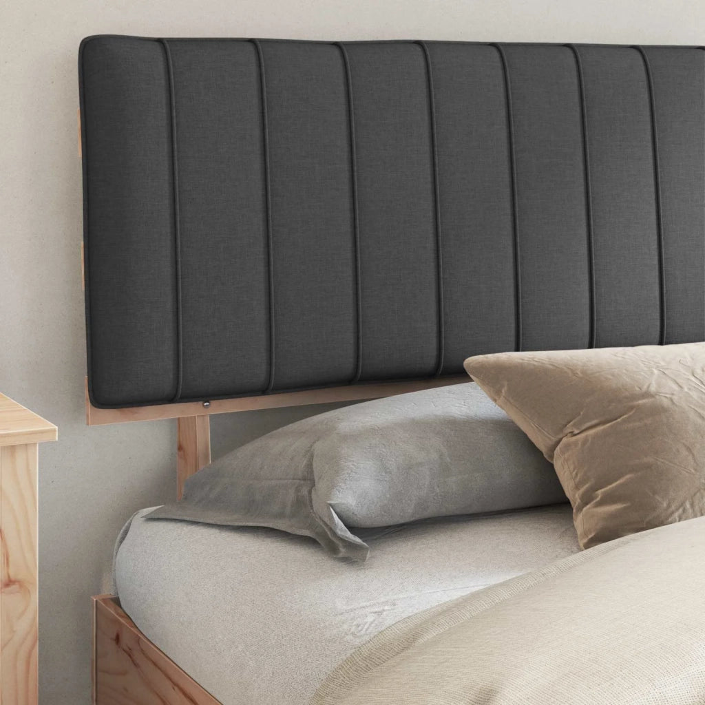 Letto con Testiera Rivestita Grigio scuro 200 x 200 cm