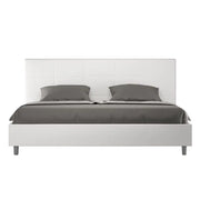 Letto matrimoniale king size con rete imbottito 200x210 similpelle bianco Mika