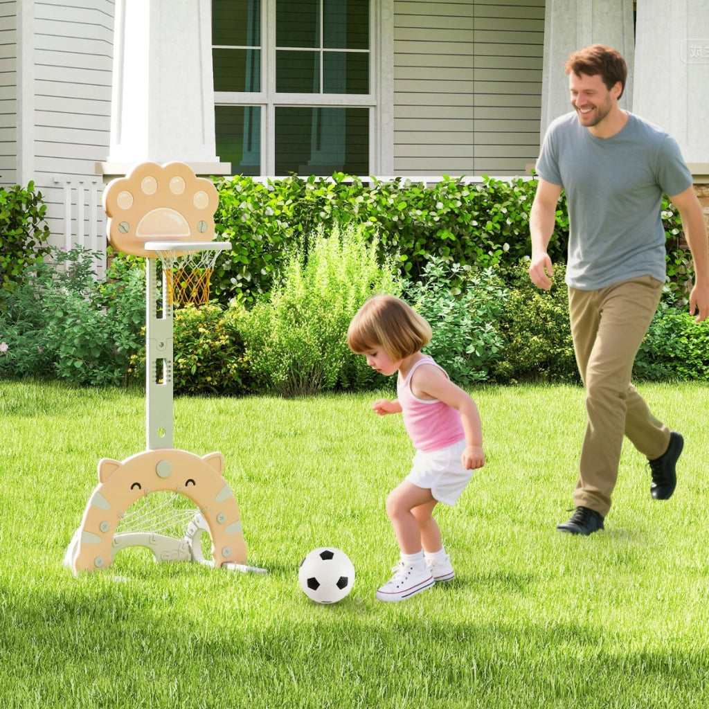 Set da gioco per attivit¨¤ interno e esterno con altezza regolabile, 3 in 1 canestro da basket per bambini di basket Mocha