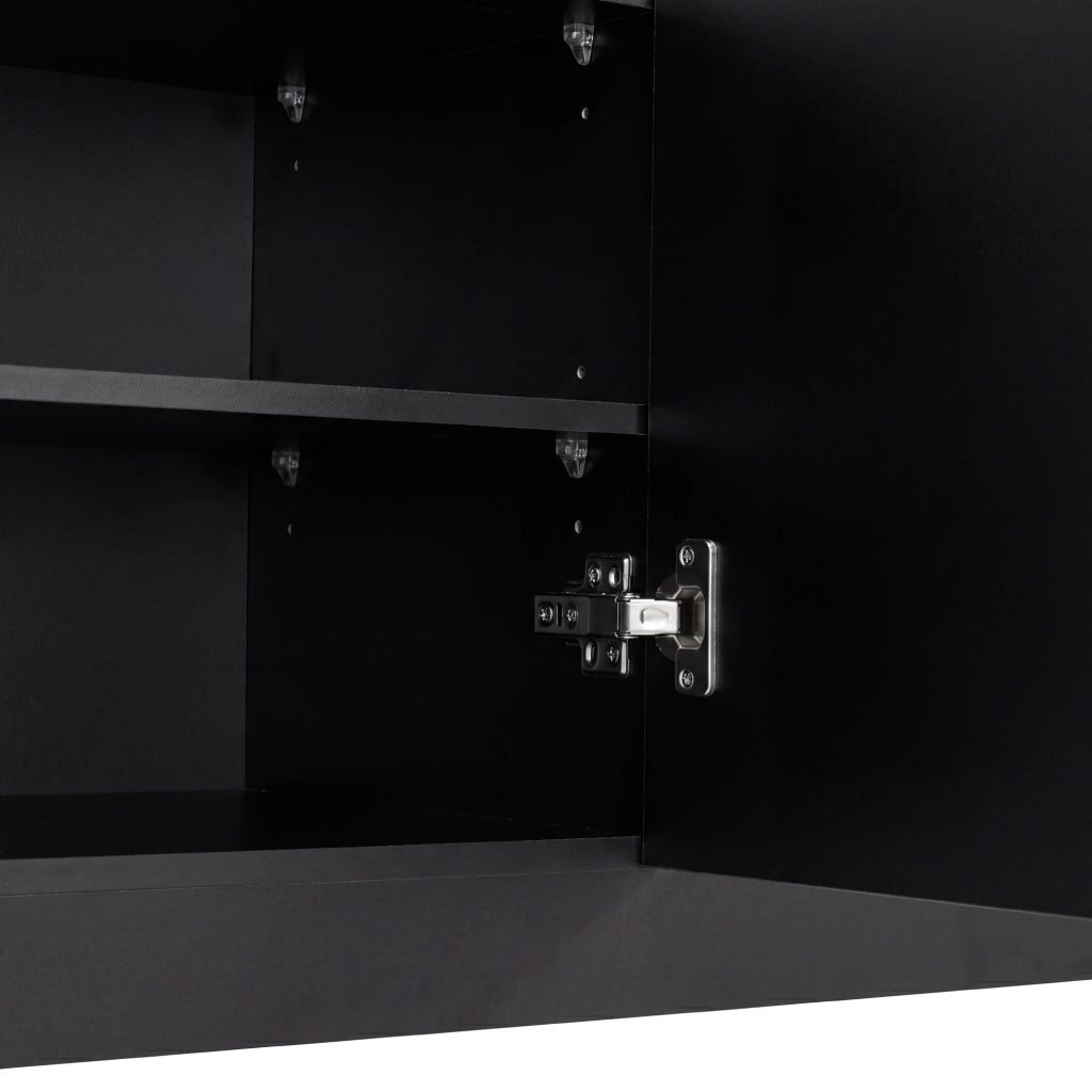 Set di mobili da ingresso con specchio e panca; LED multicolore; ripiani regolabili; MDF nero 100 × 35 × 180 cm