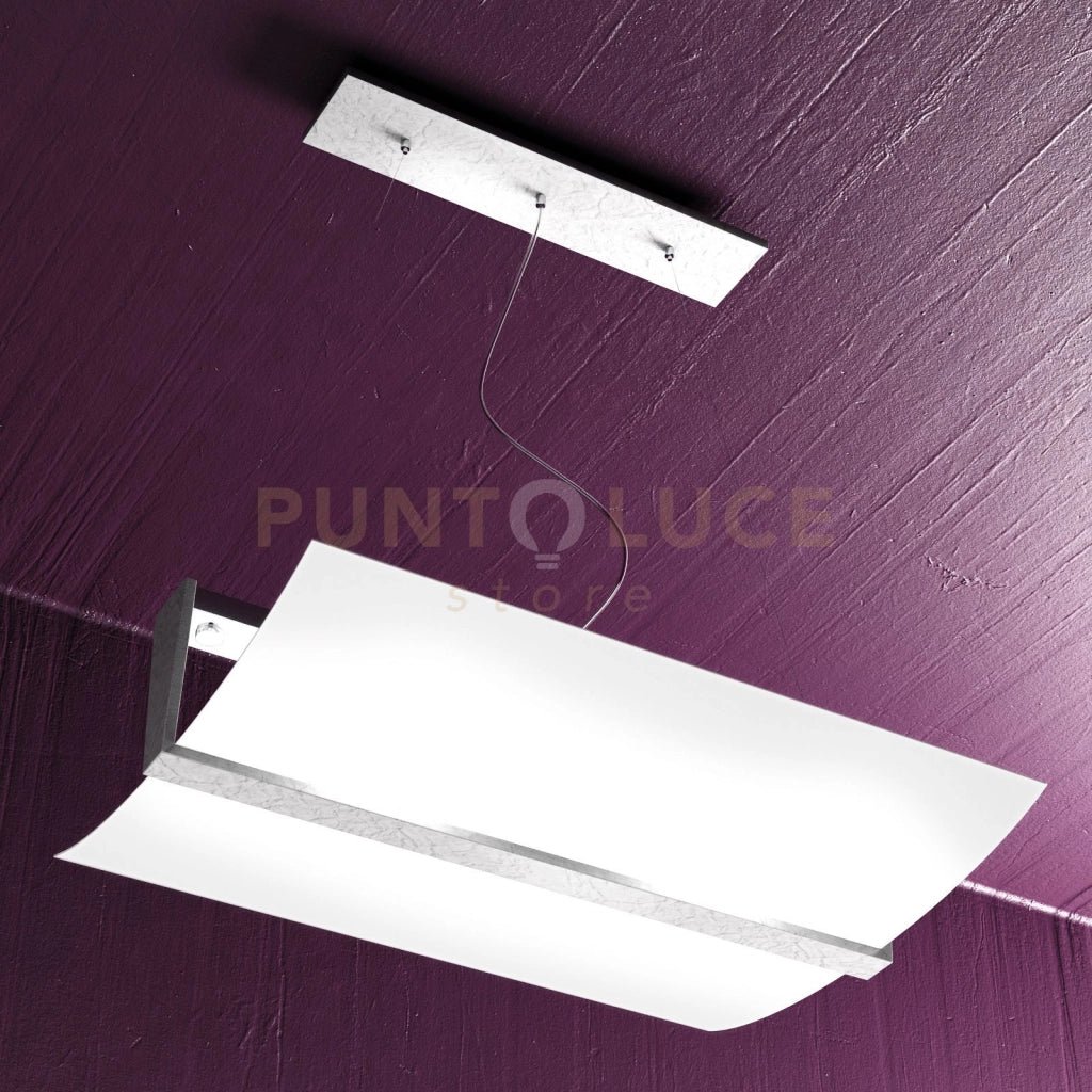 WOOD SOSPENSIONE CM.50 2 LUCI FOGLIA ARGENTO 1019-S50-FA