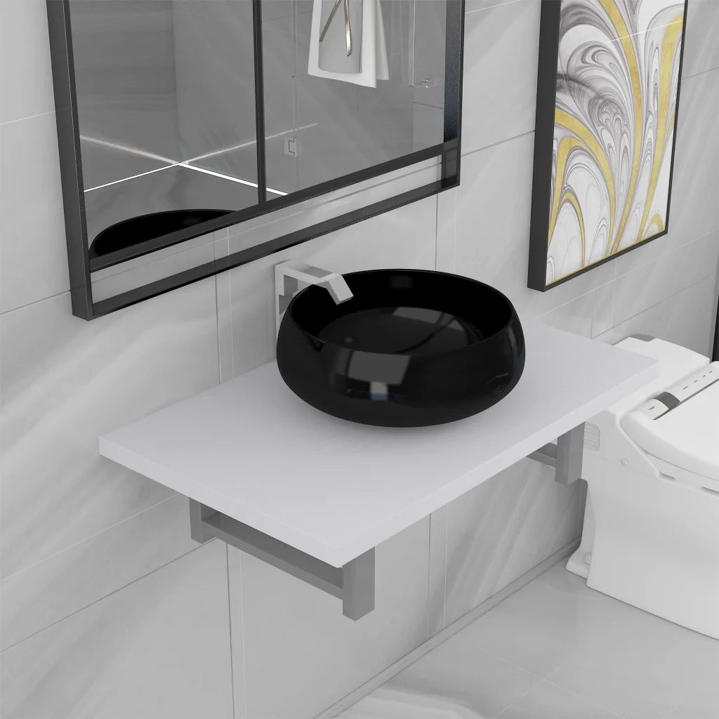 Set Mobili da Bagno | Armadio da bagno 2 pz Ceramica Bianco