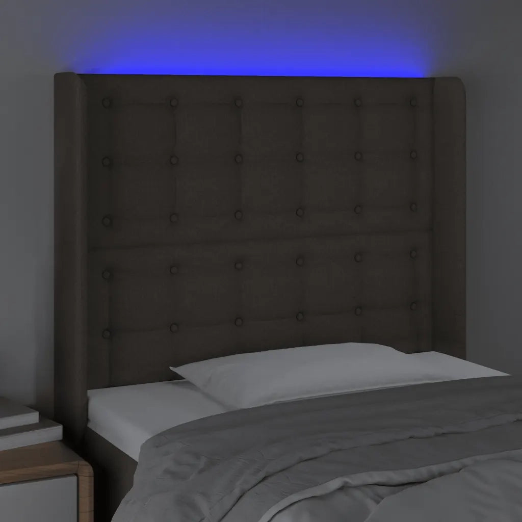 Testiera a LED Tortora 83x16x118/128 cm in Tessuto 3124460