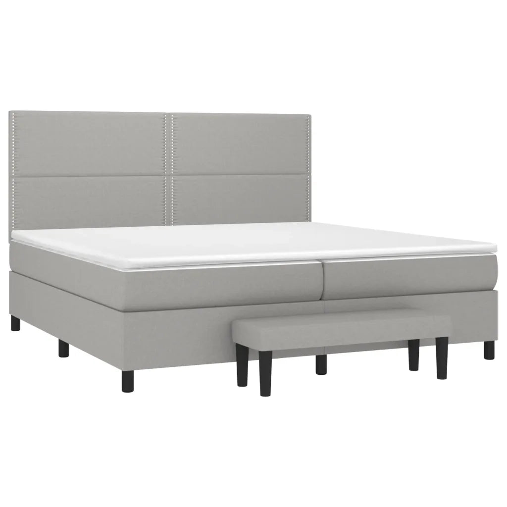 Giroletto a Molle con Materasso Grigio Chiaro 200x200cm Tessuto 3136541